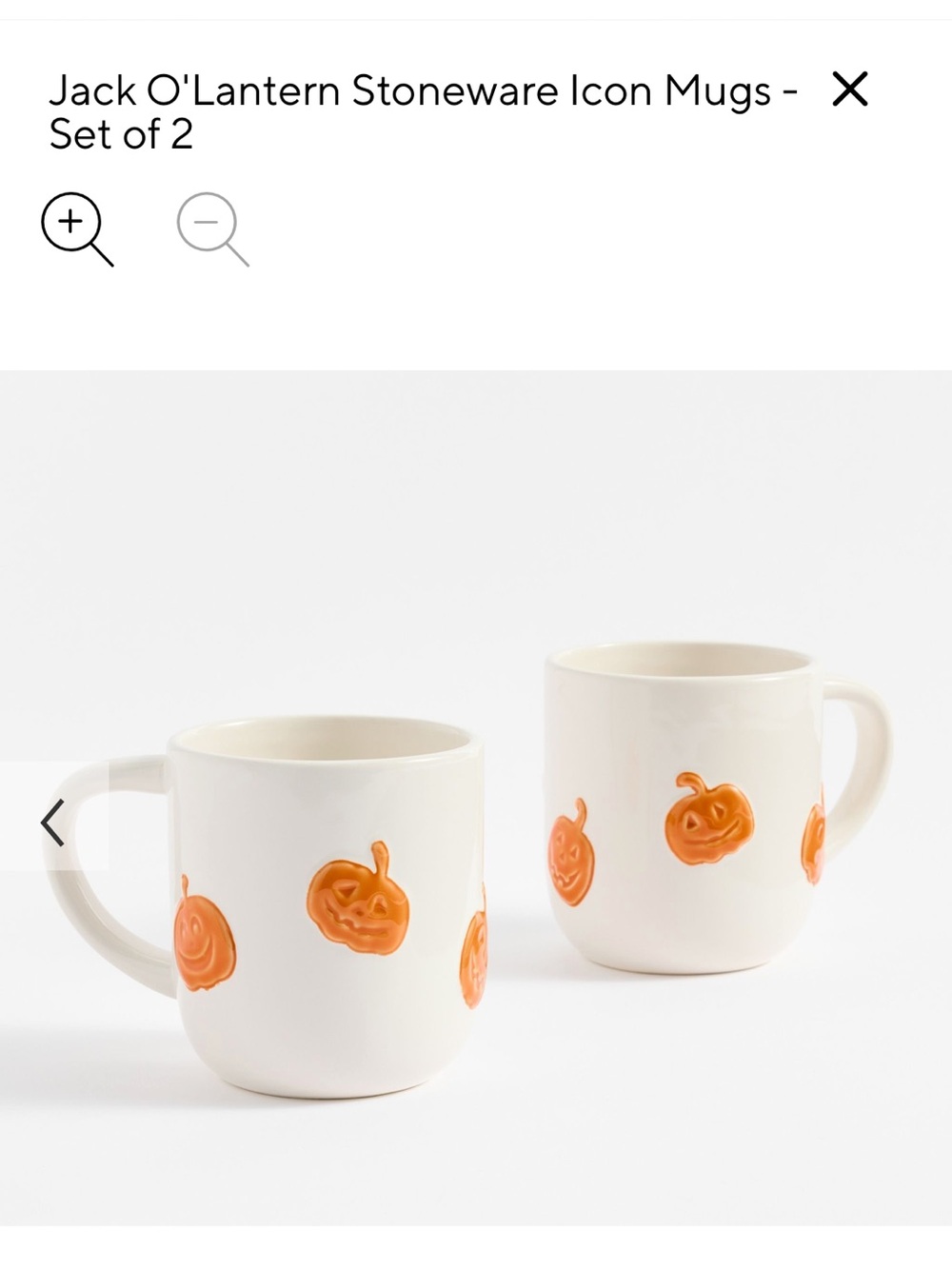 Set of 6 Pottery Barn Jack O'Lantern Stoneware Icon Mugs